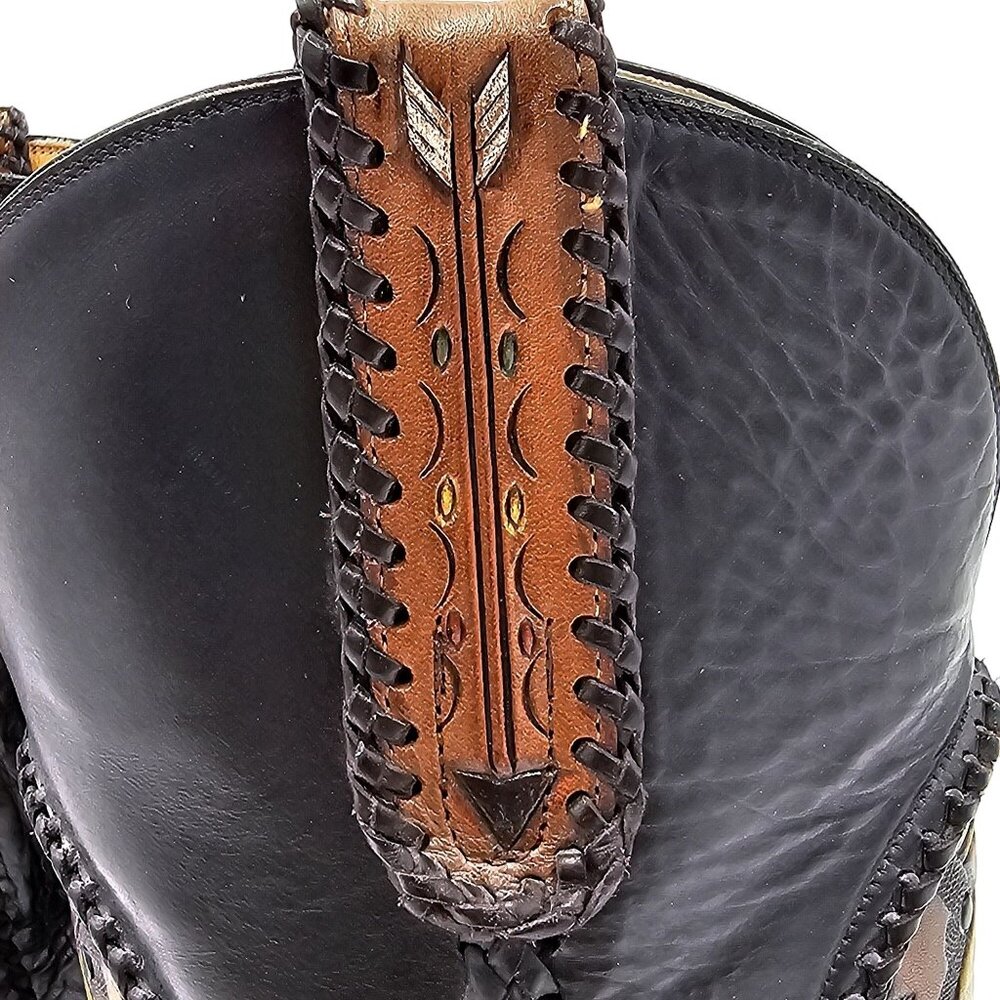 Custom 9D Hand Tooled/ Painted Native American Chief boots Vintage 1995 Western - Picture 4 of 16
